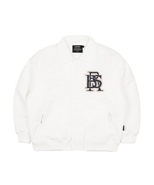 MUSINSA | BSRABBIT Big Logo Collared Varsity Jacket Cream