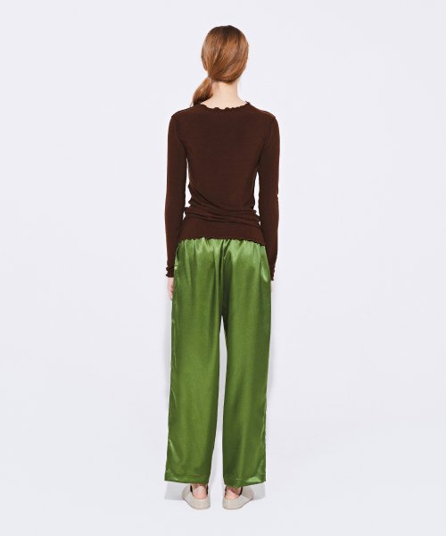 GLOSSY ШИРОКИЙ EASY PANTS_Green