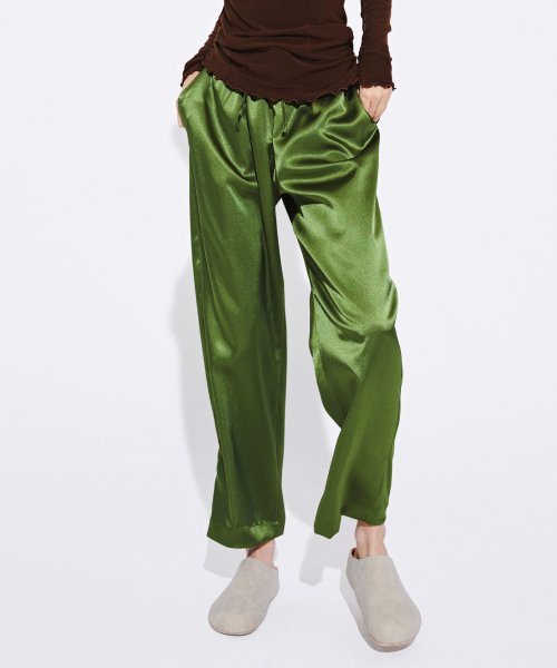 GLOSSY ШИРОКИЙ EASY PANTS_Green