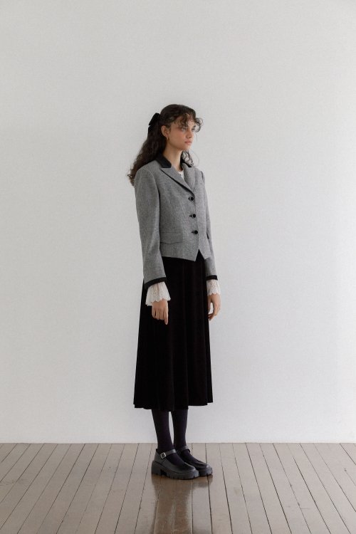 Houndstooth Velvet Two-tone Короткий Блейзер