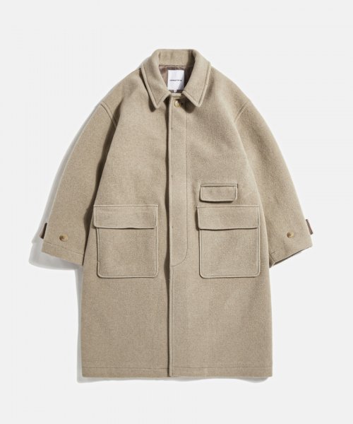 MUSINSA | ESPIONAGE Wide Balmacaan Coat Oatmeal