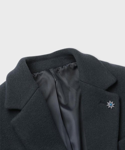 Повседневное однобортное пальто из шерсти (Blue)