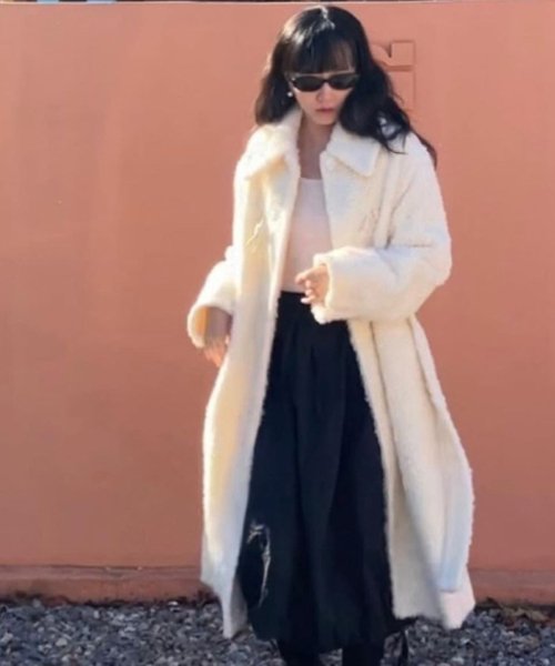 Fur Belted Coat_IVORY