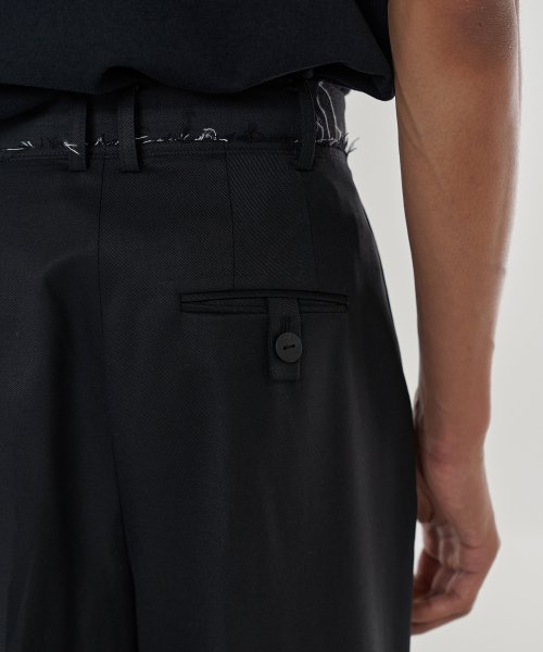 Cutout Wool Gabardine Pants in Black