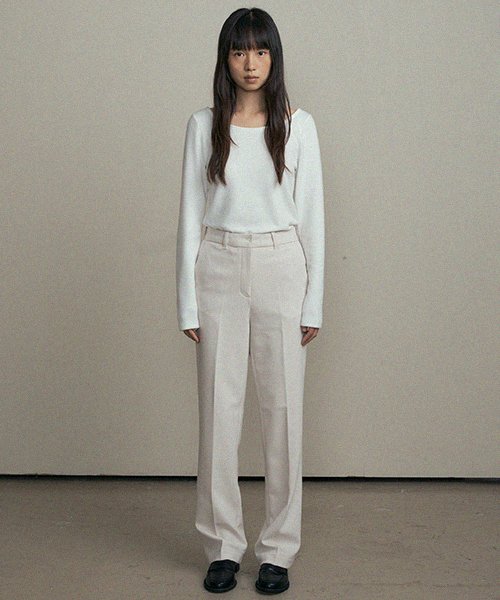 straight slim pants-ivory