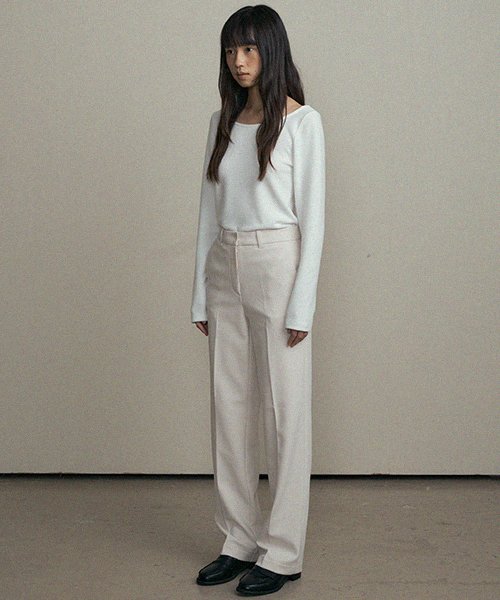 straight slim pants-ivory