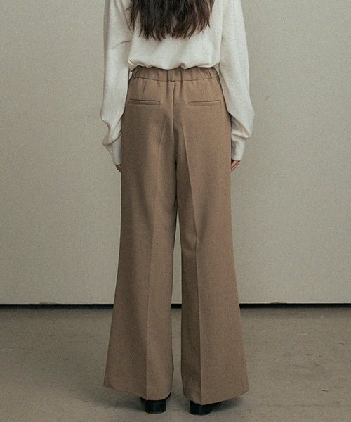 bootscut banding pants-camel