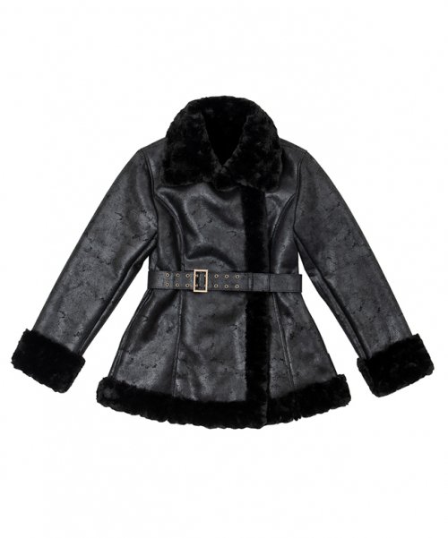 MUSINSA | RUNNING HIGH Cracked Leather Shearling Jacket [Black]