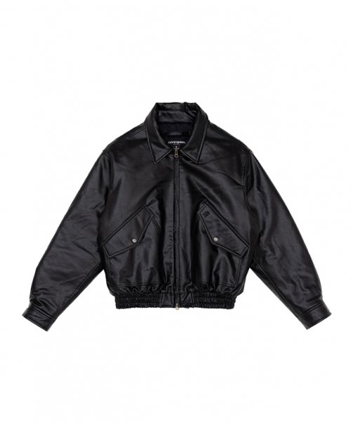MUSINSA | RUNNING HIGH Eco Leather MA-1 Jacket [Black]