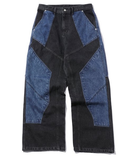 Широкие джинсы с контрастными швами Indigo Black