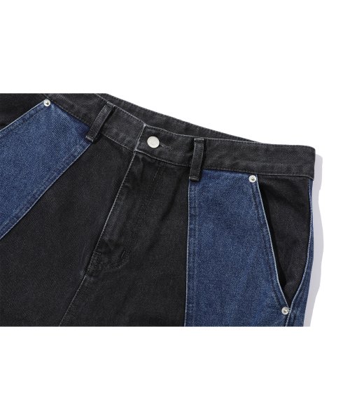 Широкие джинсы с контрастными швами Indigo Black