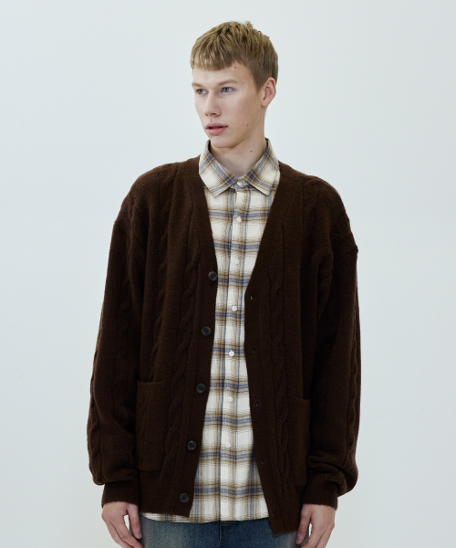 Свободный кардиган косами (Brown)