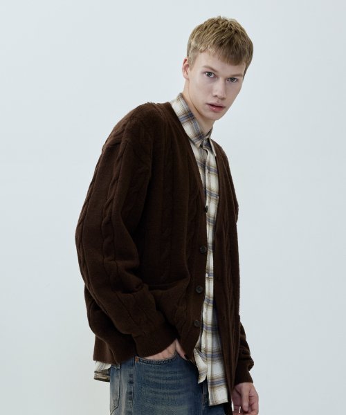 Свободный кардиган косами (Brown)
