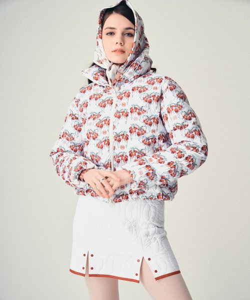 Frosty Hollyberries Print Down Jacket