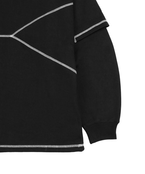 オーワイ(OY) LAYERED COVER STITCH ZIPPER POLA LONG SLEEVE