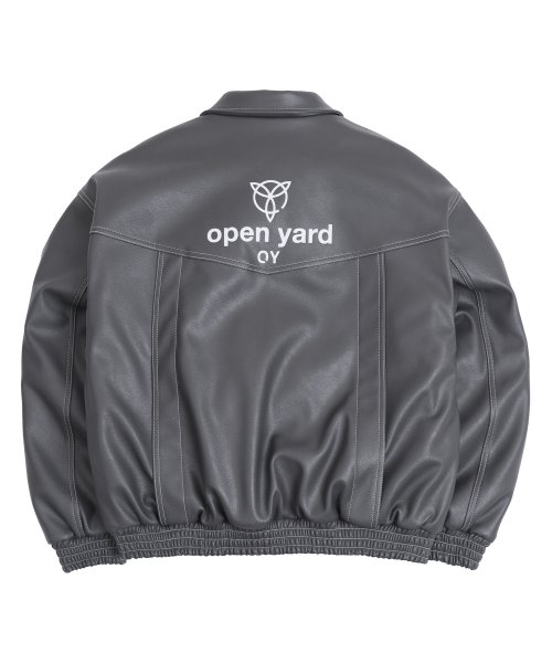 オーワイ(OY) BACK TUCK LOGO VEGAN LEATHER JACKET