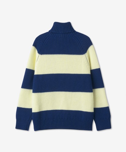 Полосатый свитер с горлом - Light Yellow:Electric Blue / CRTWMKNW002KNT016LYEB