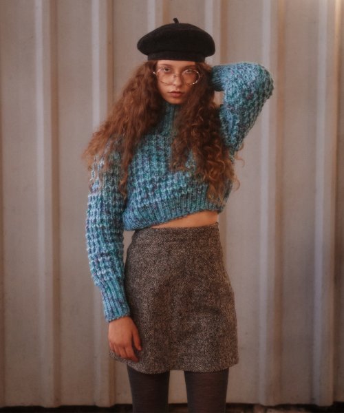 премиум Yarn конфета водолазка (L/Blue)