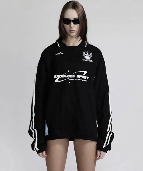 MUSINSA | BADBLOOD BSC Soccer Camp Panel Sweatshirt - Black