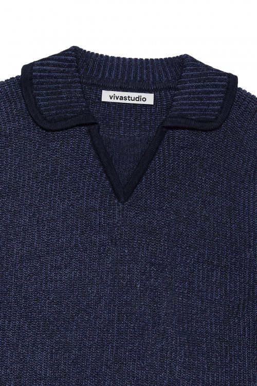 TWO TONE COLLAR вязаный [темно-синий]