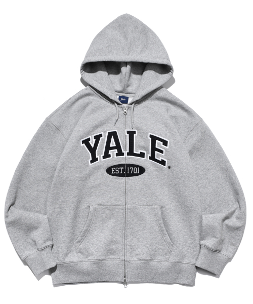 MUSINSA YALE 2 TONE ARCH HOODIE ZIP UP GRAY