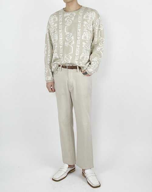 Мягкий шерстяной джемпер с жаккардовым узором (Beige)