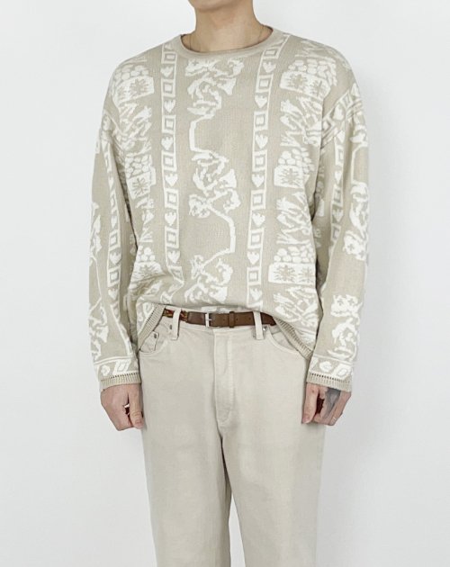 Мягкий шерстяной джемпер с жаккардовым узором (Beige)