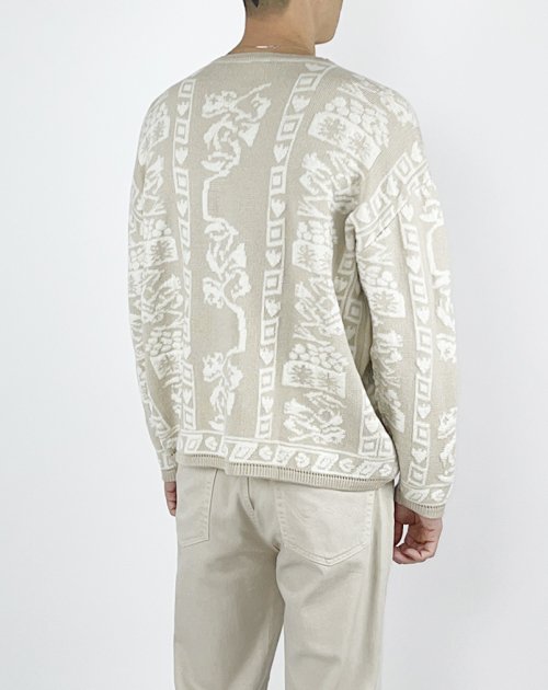Мягкий шерстяной джемпер с жаккардовым узором (Beige)