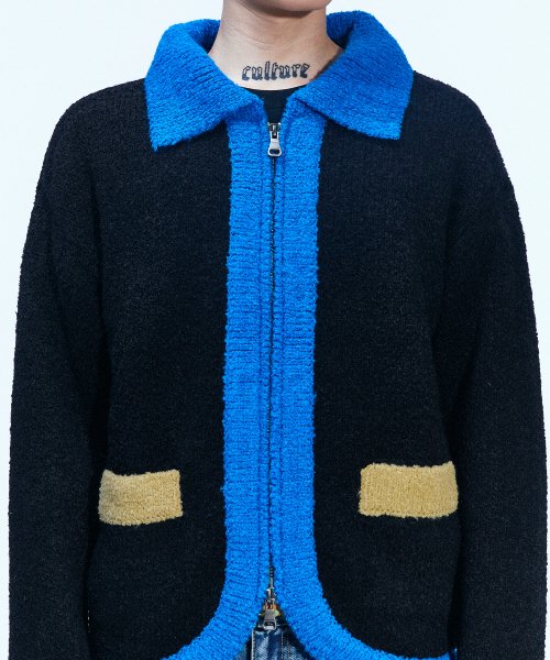 MUSINSA | アンダーソンベル Collar zip knit cardigan atb853m (BLACK)