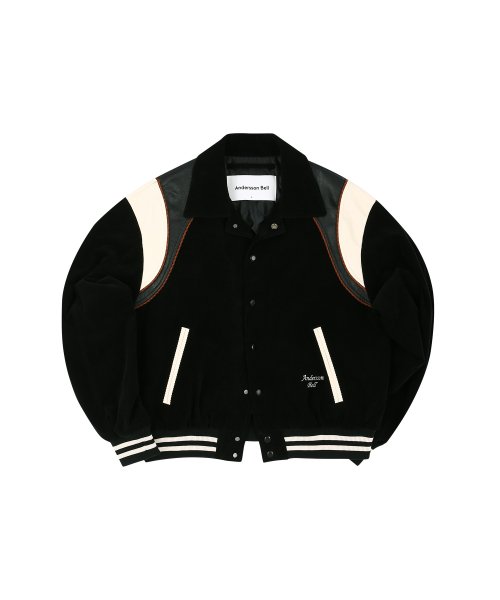 MUSINSA公式 | ANDERSSON BELL Corduroy & Leather Varsity Jacket awa505m(BLACK)