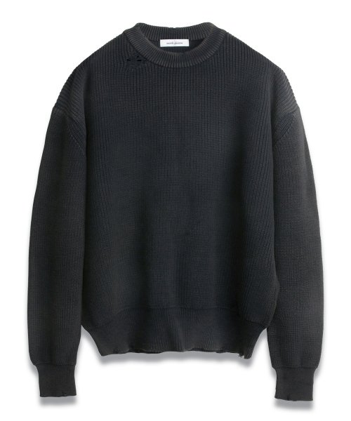 Трикотаж с кожаными нашивками и потёртостями Blue Grey