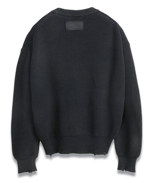 Трикотаж с кожаными нашивками и потёртостями Blue Grey