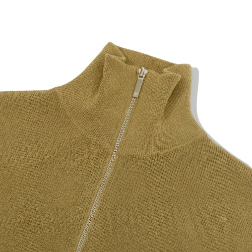Трикотажная полосатая кофта на молнии - Beige