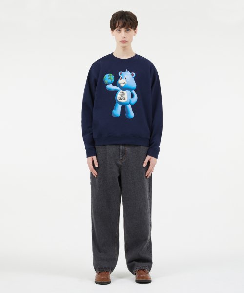 MUSINSA | LMC 3D BEAR SWEATSHIRT navy