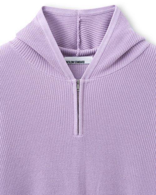 HALF ZIP-UP HOOD KNIT LILAC
