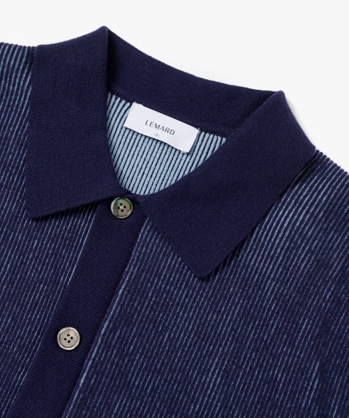 Двухцветное поло из трикотажа - Navy