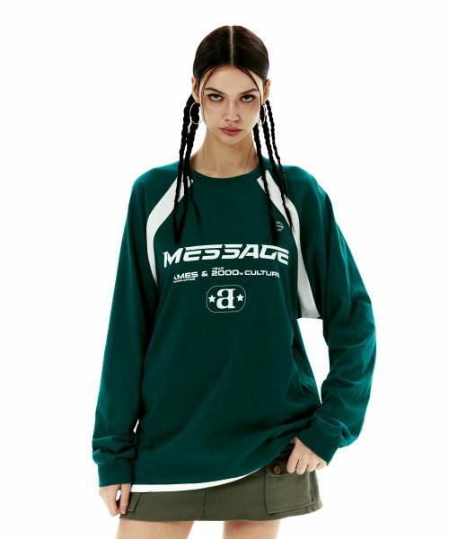 MUSINSA | AMES-WORLDWIDE MESSAGE LOGO RAGLAN LS T-Shirt GREEN