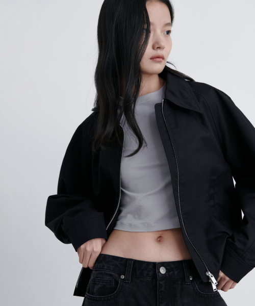 WOMENS COTTON BLOUSON JACKET [BLACK]