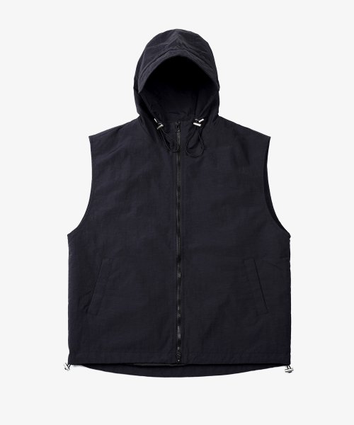 Нейлоновый жилет на молнии с высоким горлом (DARK NAVY)