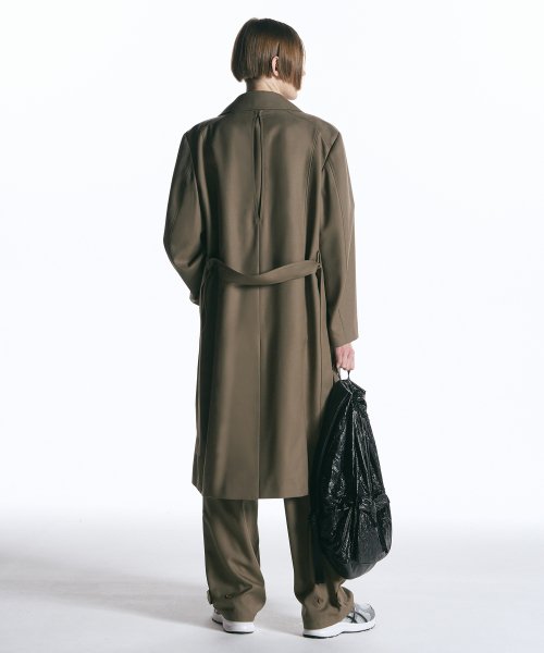 Шерстяной тренч с деталью на спине Grey Brown