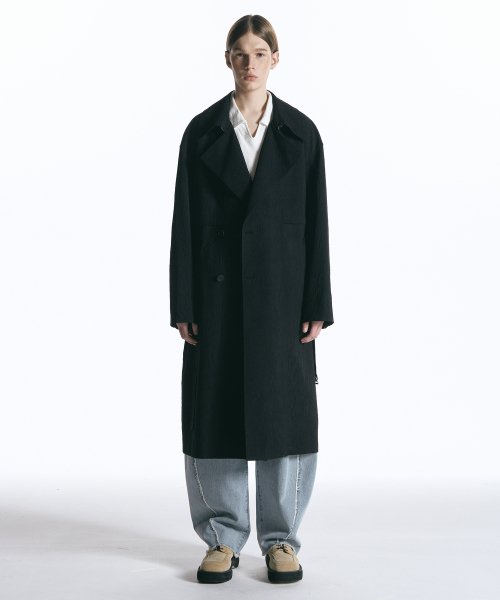 Black wool cheap trench coat