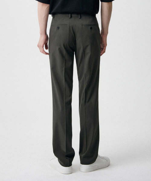 COOLTANDARD SEMI WIDE HIDDEN BANDING SLACKS [DUSTY KHAKI]
