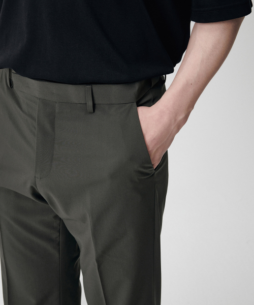 COOLTANDARD SEMI WIDE HIDDEN BANDING SLACKS [DUSTY KHAKI]