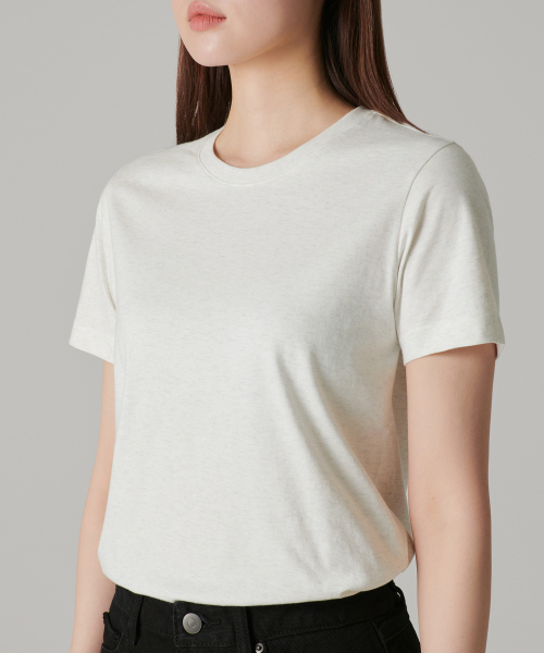 COOLTANDARD WOMENS BASIC CREW NECK T-SHIRT [OATMEAL]