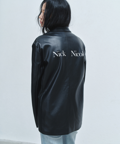 NICOLE SIGNATURE FAUX LEATHER JACKET_BLACK