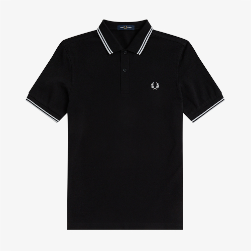 [M3600] Twin Tipped Fred Perry Shirt Black/White