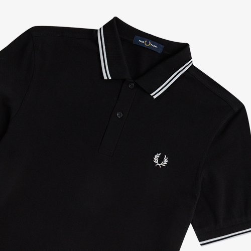 [M3600] Twin Tipped Fred Perry Shirt Black/White