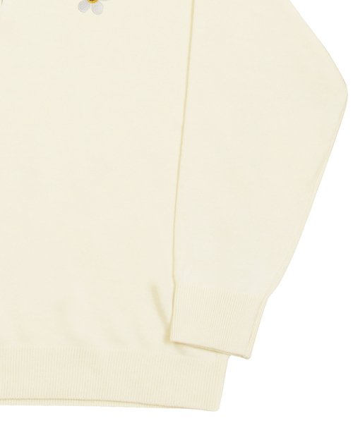[UNISEX] Оверсайз вязаный зип-кардиган с воротником и вышивкой Cream