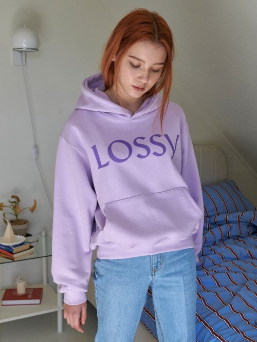 Lossy Signature Printing Hoodie Purple