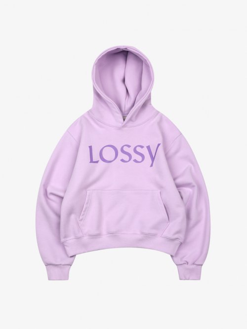 Lossy Signature Printing Hoodie Purple